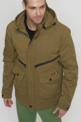 Оптом Куртка спортивная мужская с капюшоном бежевого цвета 8596B в Екатеринбурге, фото 11