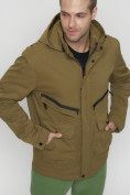 Оптом Куртка спортивная мужская с капюшоном бежевого цвета 8596B в Екатеринбурге, фото 12