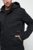 Оптом Куртка спортивная мужская с капюшоном черного цвета 8596Ch в Казани, фото 14