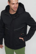 Оптом Куртка спортивная мужская с капюшоном черного цвета 8596Ch в Екатеринбурге, фото 8