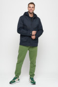 Оптом Куртка спортивная мужская с капюшоном темно-синего цвета 8596TS в Казани, фото 3