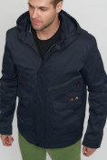 Оптом Куртка спортивная мужская с капюшоном темно-синего цвета 8596TS в Екатеринбурге, фото 9
