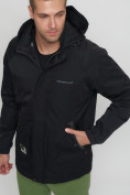 Оптом Куртка спортивная мужская с капюшоном черного цвета 8598Ch в Казани, фото 10