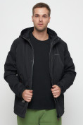 Оптом Куртка спортивная мужская с капюшоном черного цвета 8598Ch в Екатеринбурге, фото 15