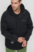 Оптом Куртка спортивная мужская с капюшоном черного цвета 8598Ch в Екатеринбурге, фото 7