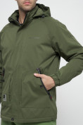 Оптом Куртка спортивная мужская с капюшоном цвета хаки 8598Kh в Казани, фото 13
