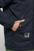 Оптом Куртка спортивная мужская с капюшоном темно-синего цвета 8598TS в Казани, фото 15