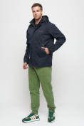 Оптом Куртка спортивная мужская с капюшоном темно-синего цвета 8598TS в Казани, фото 4