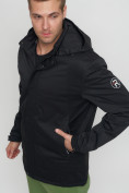 Оптом Куртка спортивная мужская с капюшоном черного цвета 8599Ch в Екатеринбурге, фото 10
