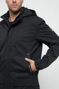 Оптом Куртка спортивная мужская с капюшоном черного цвета 8599Ch в Екатеринбурге, фото 11