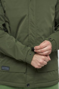 Оптом Куртка спортивная мужская с капюшоном цвета хаки 8599Kh в Екатеринбурге, фото 12