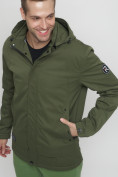Оптом Куртка спортивная мужская с капюшоном цвета хаки 8599Kh в Казани, фото 8