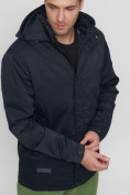 Оптом Куртка спортивная мужская с капюшоном темно-синего цвета 8599TS в Казани, фото 11