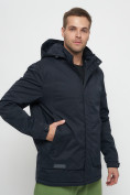 Оптом Куртка спортивная мужская с капюшоном темно-синего цвета 8599TS в Казани, фото 9