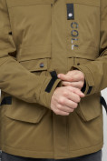 Оптом Куртка спортивная мужская с капюшоном бежевого цвета 8600B в Казани, фото 12