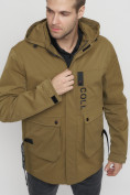 Оптом Куртка спортивная мужская с капюшоном бежевого цвета 8600B в Казани, фото 6