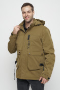 Оптом Куртка спортивная мужская с капюшоном бежевого цвета 8600B в Казани, фото 7