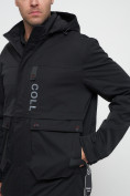 Оптом Куртка спортивная мужская с капюшоном черного цвета 8600Ch в Казани, фото 11