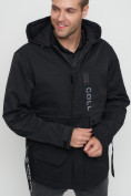 Оптом Куртка спортивная мужская с капюшоном черного цвета 8600Ch в Казани, фото 8