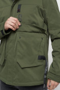 Оптом Куртка спортивная мужская с капюшоном цвета хаки 8600Kh в Казани, фото 11
