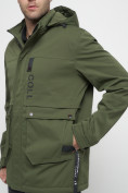 Оптом Куртка спортивная мужская с капюшоном цвета хаки 8600Kh в Казани, фото 8