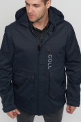 Оптом Куртка спортивная мужская с капюшоном темно-синего цвета 8600TS в Казани, фото 6