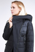 Оптом Куртка зимняя женская молодежная стеганная черного цвета 870_01Ch в Новосибирске, фото 8