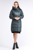 Оптом Куртка зимняя женская молодежная стеганная болотного цвета 870_06Bt в Перми