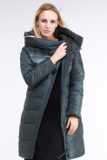 Оптом Куртка зимняя женская молодежная стеганная болотного цвета 870_06Bt в Волгоградке, фото 2