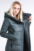 Оптом Куртка зимняя женская молодежная стеганная болотного цвета 870_06Bt в Самаре, фото 6