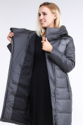 Оптом Куртка зимняя женская молодежная стеганная серого цвета 870_11Sr в Казани, фото 2