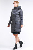 Оптом Куртка зимняя женская молодежная стеганная серого цвета 870_11Sr в Перми