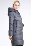 Оптом Куртка зимняя женская молодежная стеганная серого цвета 870_11Sr, фото 4