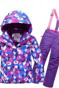 Оптом Костюм горнолыжный для девочки фиолетового цвета 8719F в Санкт-Петербурге