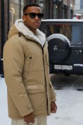 Оптом Парка мужская зимняя удлиненная с мехом хаки цвета 8751G, фото 3