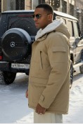 Оптом Парка мужская зимняя удлиненная с мехом хаки цвета 8751G, фото 2