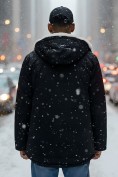 Оптом Парка мужская зимняя удлиненная с мехом черного цвета 8753Ch, фото 2