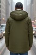 Оптом Парка мужская зимняя удлиненная с мехом хаки цвета 8753Kh, фото 4