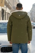 Оптом Парка мужская зимняя удлиненная с мехом хаки цвета 8757Kh, фото 2
