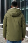 Оптом Парка мужская зимняя удлиненная с мехом цвета хаки 8761Kh, фото 4