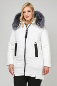 Оптом Куртка зимняя женская молодежная белого цвета 88-953_31Bl в Омске, фото 4