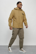 Оптом Куртка спортивная мужская весенняя с капюшоном бежевого цвета 88021B в Казани, фото 4