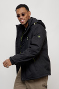 Оптом Куртка спортивная мужская весенняя с капюшоном черного цвета 88021Ch в Казани, фото 12