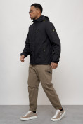 Оптом Куртка спортивная мужская весенняя с капюшоном черного цвета 88021Ch в Казани, фото 2