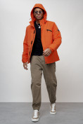 Оптом Куртка спортивная мужская весенняя с капюшоном оранжевого цвета 88021O в Казани, фото 12