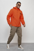 Оптом Куртка спортивная мужская весенняя с капюшоном оранжевого цвета 88021O в Казани, фото 3