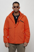 Оптом Куртка спортивная мужская весенняя с капюшоном оранжевого цвета 88021O в Казани, фото 6