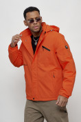 Оптом Куртка спортивная мужская весенняя с капюшоном оранжевого цвета 88021O в Казани, фото 7