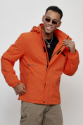 Оптом Куртка спортивная мужская весенняя с капюшоном оранжевого цвета 88021O в Казани, фото 8