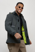 Оптом Куртка спортивная мужская весенняя с капюшоном темно-серого цвета 88021TC в Казани, фото 5
